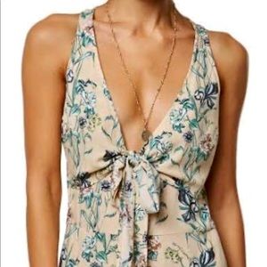 O’Neill Floral Plunging V Neck Short Romper New!